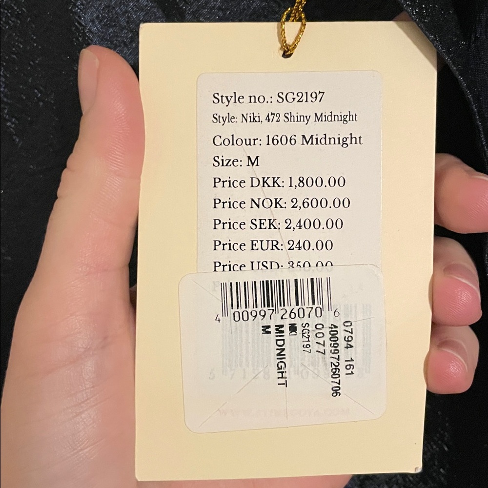 Stine Goya Niki Wrap Midi Dress Size Medium Shiny Midnight Blue Puff Sleeve NWT - Picture 12 of 14